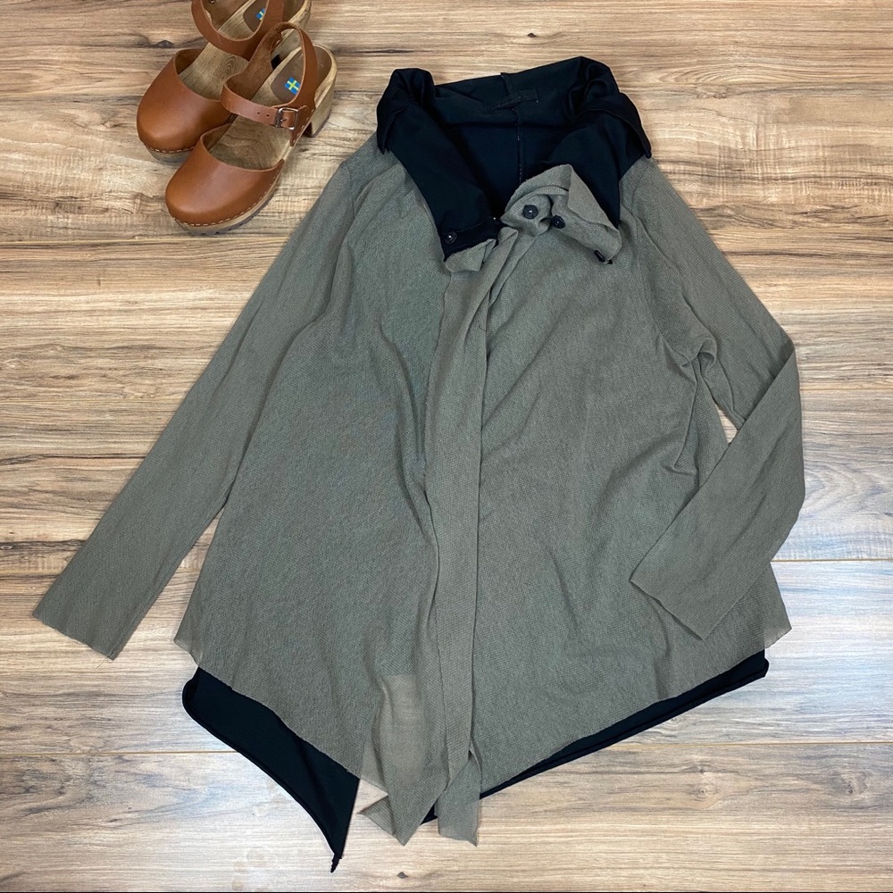 Kokomarina Snap Button Layered Lagenlook Cardigan‎ Sweater Women's M Color Taupe